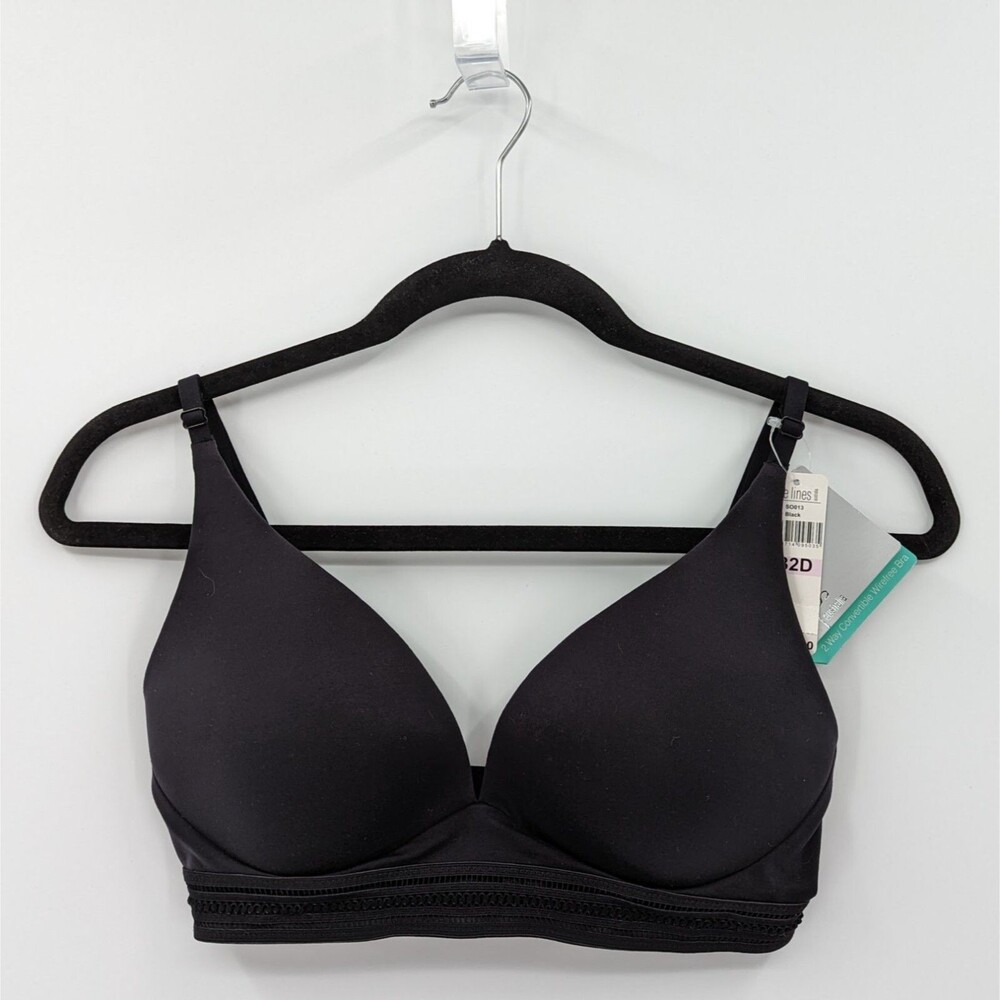 Fine Lines Australia Bra Women's 32D Black Super Soft 2 Way Convertible Wirefree